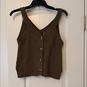 Madewell Olive Green Knit Button-Up Tank Top